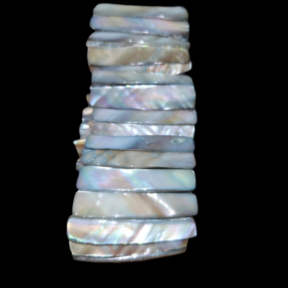 Vtg Stretchy Abalone Shell Bracelet Lot 4 - Picture 2 of 8